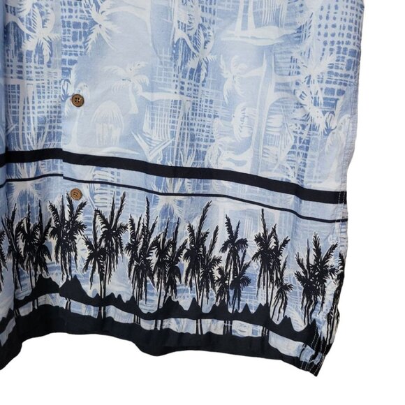 Retreat Blue Hawaiian Shirt Pall Trees Mens Size 17 XL Black Button Down Collar - Picture 4 of 9